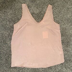 LC Lauren Conrad Pale Pink Scalloped V-Neck Camisole